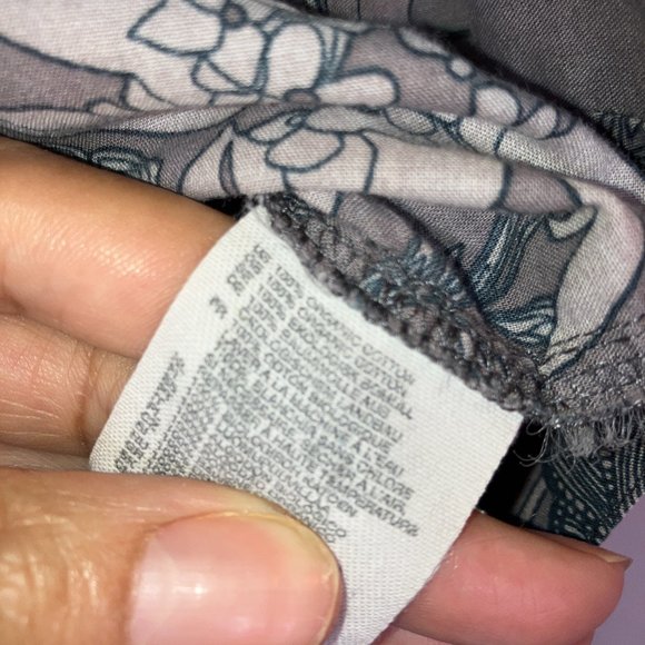 H&M Womens Organic Cotton 3/4 Puff Sleeve Grey Floral Blouse Size 4 - Picture 4 of 12